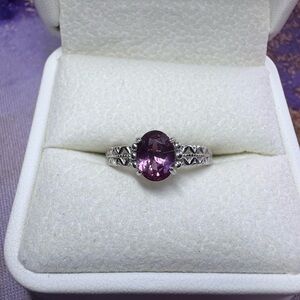 Silver Ring with Purple Amethyst Gemstone